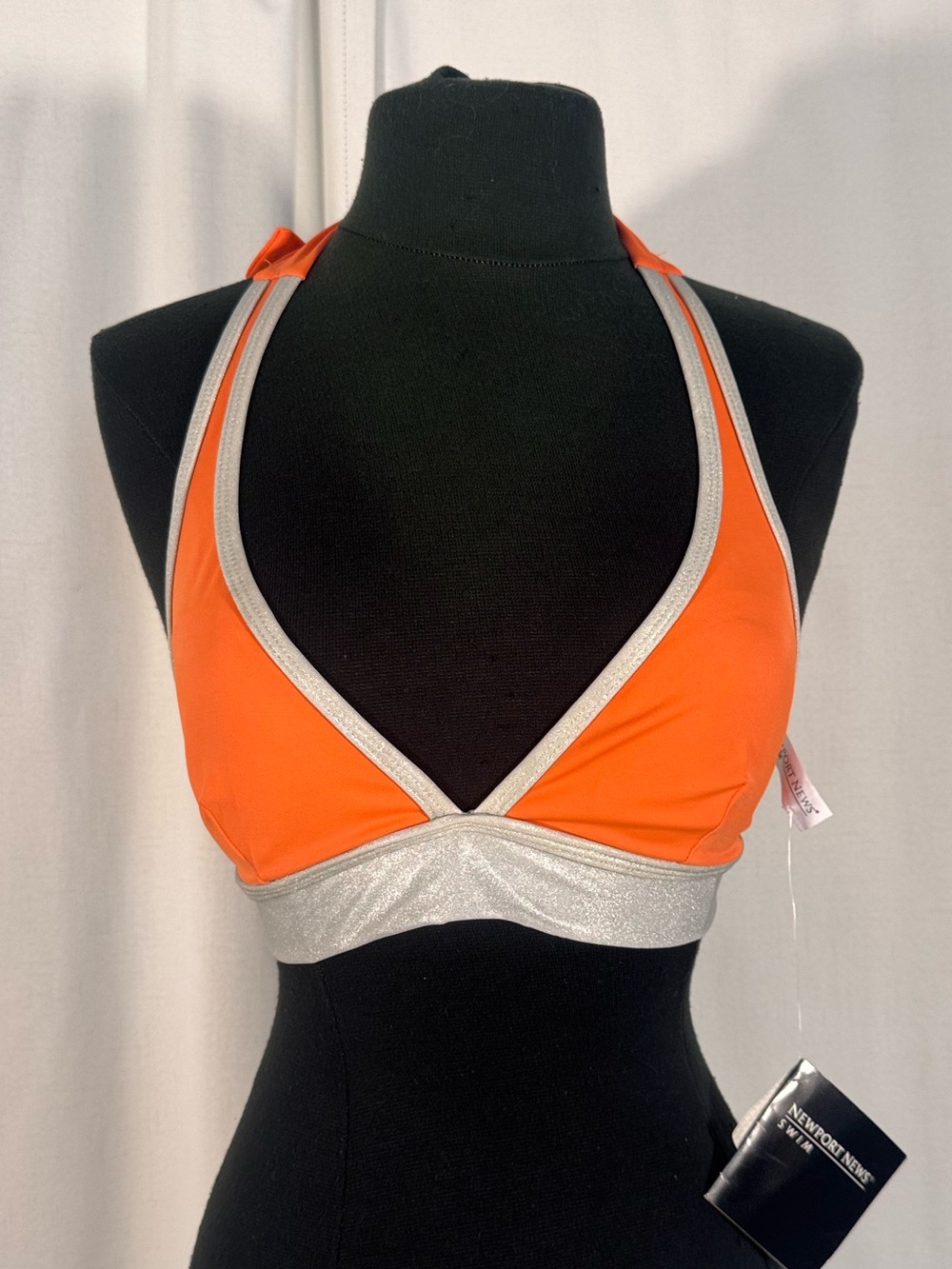 Newport News Orange and Silver Halter Bikini Top